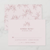 Roze RSVP kaart met bloemen (Voorkant / Achterkant)