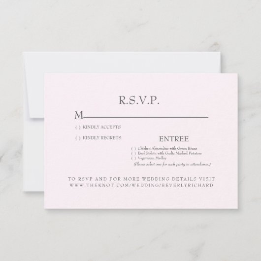 Roze RSVP-kaart met Timless Wedding RSVP Kaartje (Voorkant)