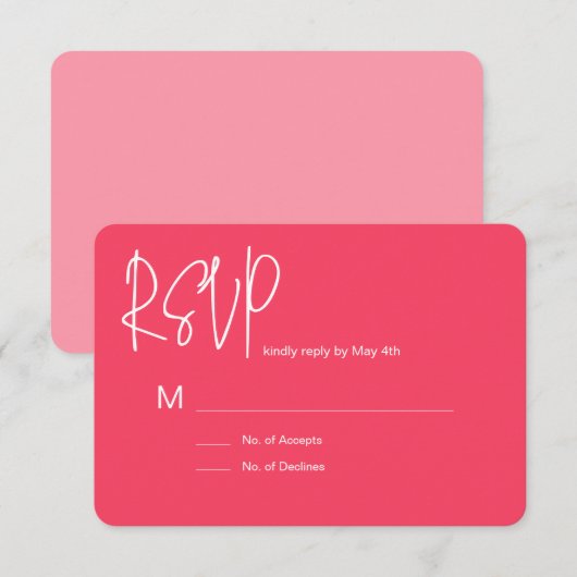 Roze RSVP-kaart RSVP Kaartje (Voorkant / Achterkant)