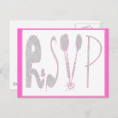 Roze RSVP-kaart Uitnodiging Briefkaart (Voorkant / Achterkant)