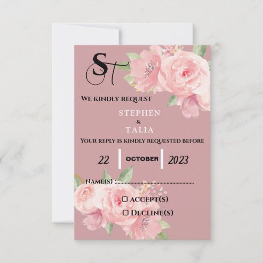 Roze RSVP Kaartje (Voorkant)