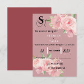 Roze RSVP Kaartje (Voorkant / Achterkant)