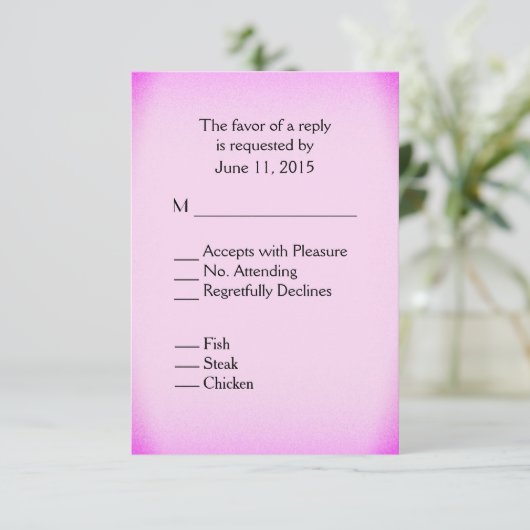 Roze RSVP met Menu (Staand voorkant)