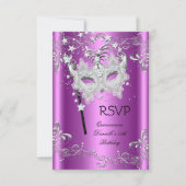 Roze RSVP Quinceanera 15e partij Masquerade (Voorkant)
