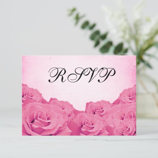  roze RSVP-reactiekaart voor weduwschap met RSVP (Staand voorkant)