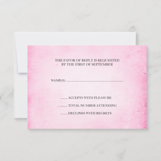  roze RSVP-reactiekaart voor weduwschap met RSVP (Achterkant)
