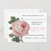Roze RSVP-Roos Bloed Shabby Chic Wedding Uitnodiging Briefkaart (Voorkant / Achterkant)
