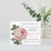 Roze RSVP-Roos Bloed Shabby Chic Wedding Uitnodiging Briefkaart (Staand voorkant)