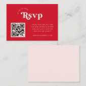 Roze RSVP RSVP Rood Rood Retro Script Aangepaste Q Informatiekaartje (Voorkant / Achterkant)