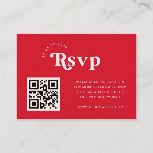 Roze RSVP RSVP Rood Rood Retro Script Aangepaste Q Informatiekaartje (Voorkant)
