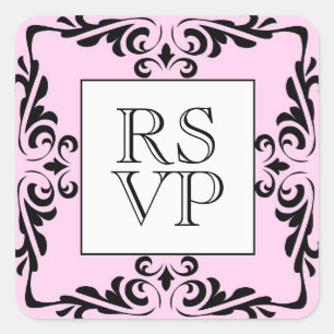  Roze RSVP-Sticker Vierkante Sticker