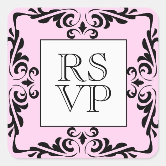  Roze RSVP-Sticker Vierkante Sticker (Voorkant)