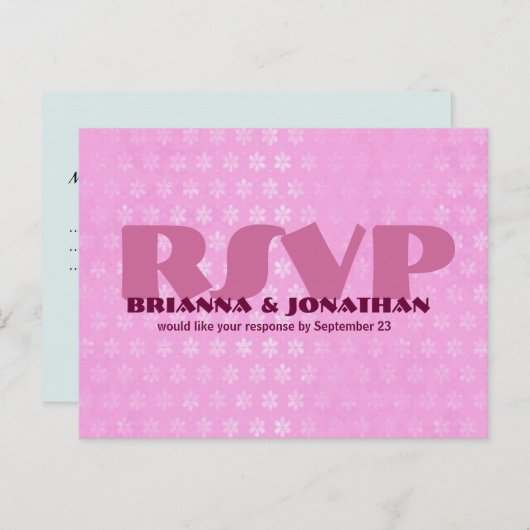 Roze RSVP Wedding Response Briefkaart (Voorkant / Achterkant)