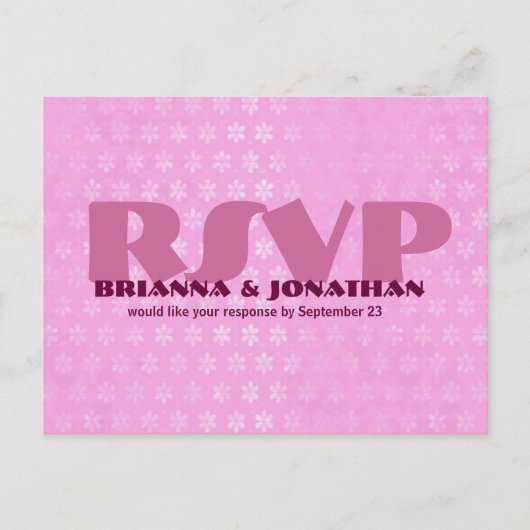 Roze RSVP Wedding Response Briefkaart (Voorkant)