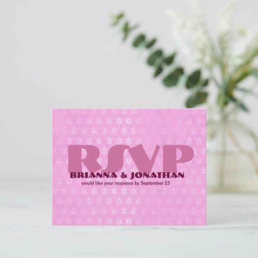 Roze RSVP Wedding Response Briefkaart (Staand voorkant)