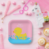 Roze Rubber Duck Polka Dot Baby shower Bord (Feest)