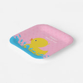 Roze Rubber Duck Polka Dot Baby shower Papieren Bordje (Gebogen)