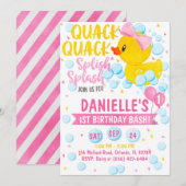 Roze Rubber Duckie Uitnodiging (Voorkant / Achterkant)