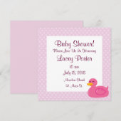 Roze Rubber Ducky Baby Shower Uitnodigingen (Voorkant / Achterkant)