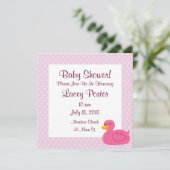 Roze Rubber Ducky Baby Shower Uitnodigingen (Staand voorkant)