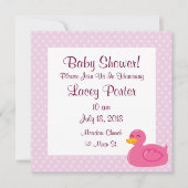 Roze Rubber Ducky Baby Shower Uitnodigingen (Voorkant)