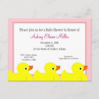 Roze Rubber Ducky Douche Uitnodiging