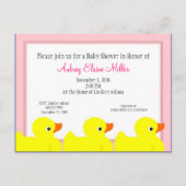 Roze Rubber Ducky Douche Uitnodiging (Voorkant)