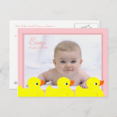 Roze Rubber Ducky Lijst Aankondigingskaart (Voorkant / Achterkant)