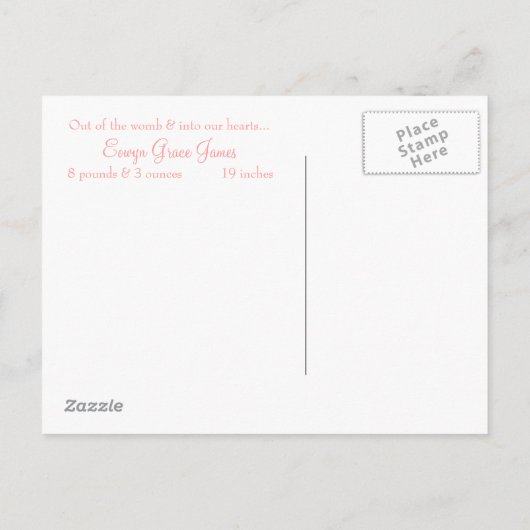 Roze Rubber Ducky Lijst Aankondigingskaart (Achterkant)