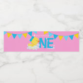 Roze Rubber Eend 1e Verjaardag Waterfles Etiket (Enkel label)