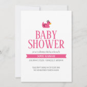 Roze Rubber Eend Baby Meisje Douche Kaart (Voorkant)