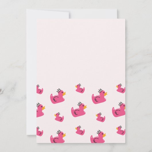 Roze Rubber Eend Baby Meisje Douche Kaart (Achterkant)