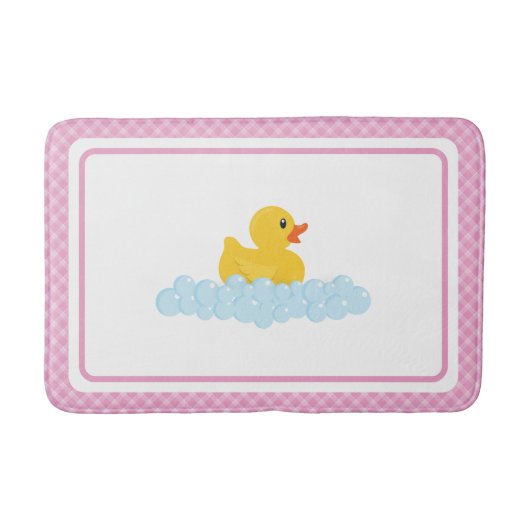 Roze Rubber Eend Badmat | Schattigee Ducky en Bubb (Voorkant)
