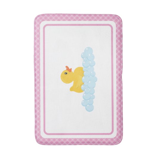 Roze Rubber Eend Badmat | Schattigee Ducky en Bubb (Voorkant Verticaal)