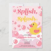 Roze rubbereend spetbol baby shower kaart (Voorkant)