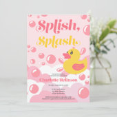 Roze rubbereend spetbol baby shower kaart (Staand voorkant)