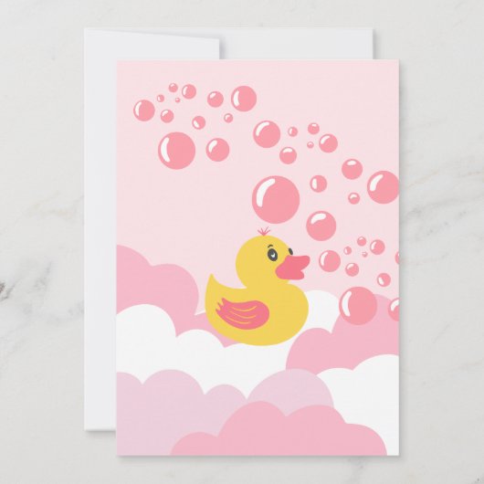 Roze rubbereend spetbol baby shower kaart (Achterkant)