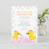 Roze Rubberen Eend Baby Shower Kaart (Staand voorkant)