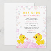 Roze Rubberen Eend Baby Shower Kaart (Voorkant / Achterkant)