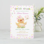 Roze Rubberen Eend Baby Shower Sjabloon Kaart (Staand voorkant)