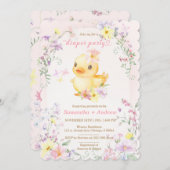 Roze RUBBEREN EEND Luier Feest Template Kaart (Voorkant / Achterkant)