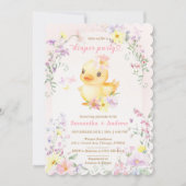 Roze RUBBEREN EEND Luier Feest Template Kaart (Voorkant)