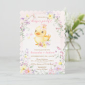 Roze RUBBEREN EEND Luierfeest Template Kaart (Staand voorkant)