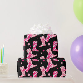 roze rubberen laarzenpatroon cadeaupapier