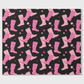  roze rubberen laarzenpatroon cadeaupapier (Vlak)