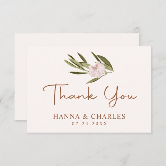 Roze Ruby Chestnut Greenery Eucalyptus Wedding Bedankkaart (Voorkant / Achterkant)