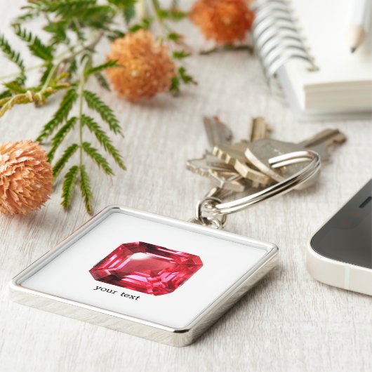 Roze Ruby edelsteen Sleutelhanger (Zijkant)