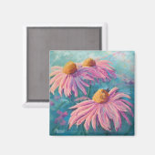 Roze Rudbeckias schilderij magneet (Voorkant / Achterkant)