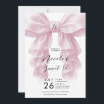 Roze Ruffle Cascade Boog Elegante Sweet 16 Feest Kaart<br><div class="desc">Pas dit aan voor elke gelegenheid.</div>