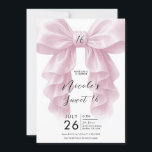 Roze Ruffle Cascade Bow Elegant Sweet 16 Party Kaart<br><div class="desc">Pas dit aan voor elk evenement.</div>